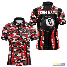 Load image into Gallery viewer, Custom Red Camouflage 8 Ball Pool Billiard Shirt For Men, Billiard Jersey Outfit, Pool Team Shirt TDM4204