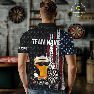 Vintage Grunge American Flag Funny Beer Darts Shirt For Men Custom Patriotic Darts Team Jerseys TDM4616