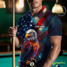 Load image into Gallery viewer, Custom Colorful Eagle 8 Ball &amp; 9 Ball Billiard Shirt For Men, Patriotic US Flag Pool Team Jersey TDM4238