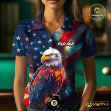 Load image into Gallery viewer, Custom Colorful Eagle 8 Ball &amp; 9 Ball Billiard Shirt For Women, Patriotic US Flag Pool Team Jersey TDM4238