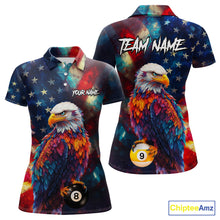 Load image into Gallery viewer, Custom Colorful Eagle 8 Ball &amp; 9 Ball Billiard Shirt For Women, Patriotic US Flag Pool Team Jersey TDM4238