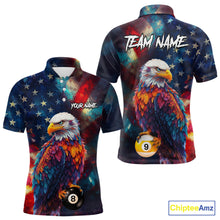Load image into Gallery viewer, Custom Colorful Eagle 8 Ball &amp; 9 Ball Billiard Shirt For Men, Patriotic US Flag Pool Team Jersey TDM4238