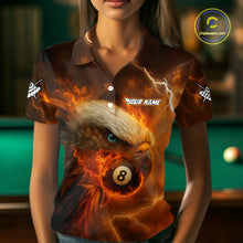 Load image into Gallery viewer, Personalized Eagle Thunder Lightning Orange Billiard Shirt For Women Custom 8 Ball Pool Team Jerseys TDM4241