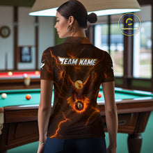 Load image into Gallery viewer, Personalized Eagle Thunder Lightning Orange Billiard Shirt For Women Custom 8 Ball Pool Team Jerseys TDM4241