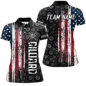 Retro American Flag 8 Ball Pool Billiard Shirts For Women Custom Team Patriotic Billiard Jerseys TDM3295