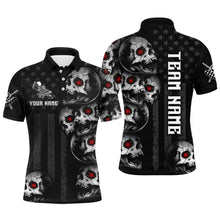 Load image into Gallery viewer, Personalized Black US Flag Skull Billiard Shirts For Men Custom Cool Team Billiard Jerseys TDM3306