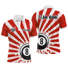 Load image into Gallery viewer, Funny Grunge Billiard 8 Ball Men Polo &amp; Quarter-Zip Shirts Custom Red 8 Ball Pool Jerseys Attire TDM1879