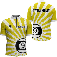 Load image into Gallery viewer, Funny Grunge Billiard 9 Ball Men Polo &amp; Quarter-Zip Shirts Custom Yellow 9 Ball Pool Jerseys Attire TDM1881