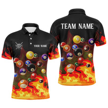 Load image into Gallery viewer, Orange 3D Billiard Balls Fire Flame Custom Billiard Shirts For Men, Billiard League Team Jerseys TDM3329