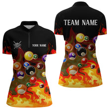 Load image into Gallery viewer, Orange 3D Billiard Balls Fire Flame Custom Billiard Shirts For Women, Billiard League Team Jerseys TDM3329