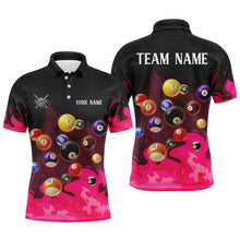 Load image into Gallery viewer, Pink 3D Billiard Balls Fire Flame Custom Billiard Shirts For Men, Billiard League Pool Team Jersey TDM3330