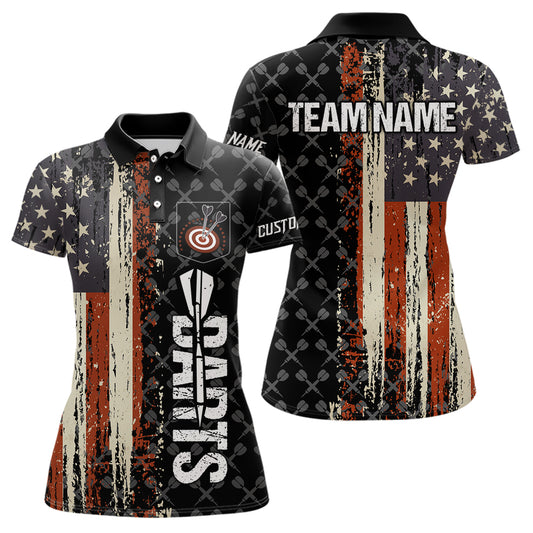 Vintage American Flag Darts Shirt For Women Custom Darts Jersey Pocket Option TDM3516