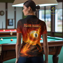 Load image into Gallery viewer, Personalized Fire 8 Ball &amp; 9 Ball Billiard Shirt For Women Custom Pool Team Jersey Polo &amp; 1/4 Zip TDM4281