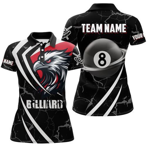 Personalized 8 Ball Pool Eagle Women Billiard Shirts Custom Red And Black Team League Billiard Jersey TDM1937