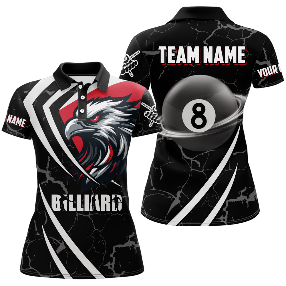 Personalized 8 Ball Pool Eagle Women Billiard Shirts Custom Red And Black Team League Billiard Jersey TDM1937