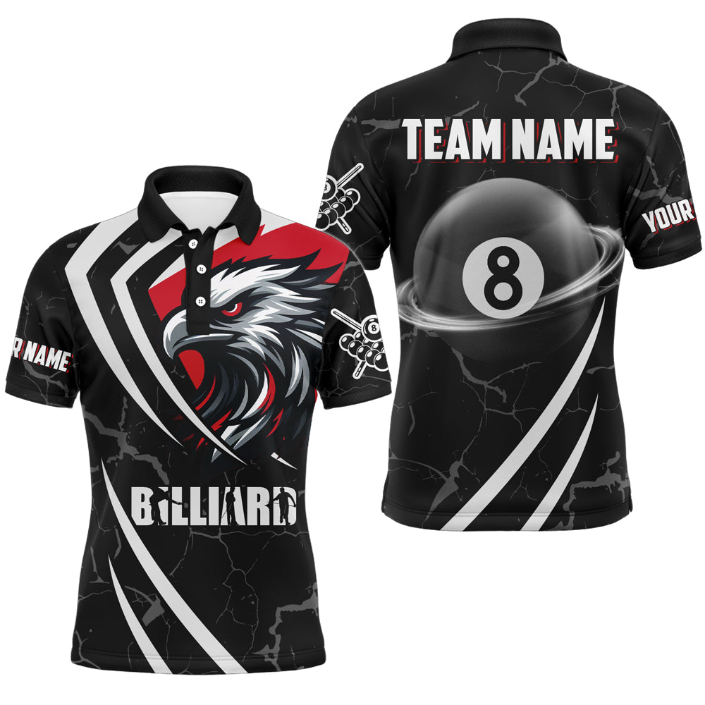 Personalized 8 Ball Pool Eagle Men Billiard Shirts Custom Red And Black Team League Billiard Jersey TDM1937