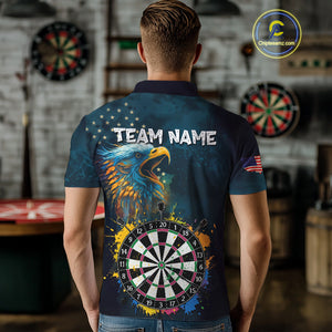 Funny Colorful Dartboard Eagle Darts Shirt For Men Custom Navy Blue US Flag Darts Team Jersey TDM4292