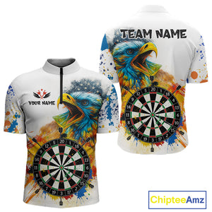 Funny Dartboard Colorful Paint Eagle Darts Shirt For Men Custom Darts Team Jersey Polo & 1/4 Zip TDM4293