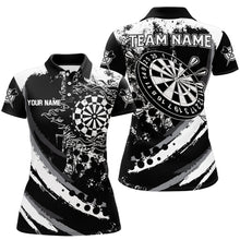 Load image into Gallery viewer, Custom Grunge Black Darts Flame Women Polo &amp; Quarter-Zip Shirts, Retro Darts Shirts Team Jerseys TDM1730