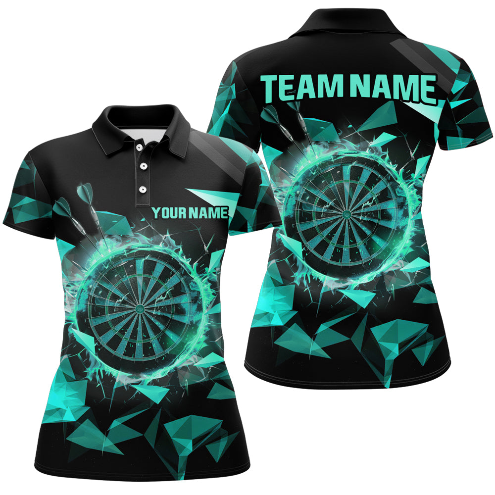 Personalized Turquoise Darts Board 3D Printed Women Polo & Quarter-Zip Shirts, Darts Team Jerseys TDM1743