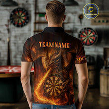 Load image into Gallery viewer, Orange Flaming Dragon Darts Jersey For Men Custom Polo &amp; Quarter Zip Darts League Team Shirt TDM4555