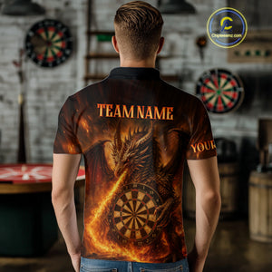 Orange Flaming Dragon Darts Jersey For Men Custom Polo & Quarter Zip Darts League Team Shirt TDM4555
