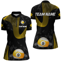 Load image into Gallery viewer, Customized Yellow Black 9 Ball Pool 3D Printed Billiard Shirts For Women, 9 Ball Billiard Jerseys TDM1938