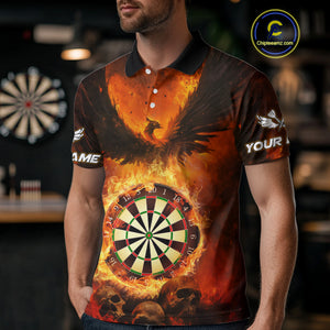 Personalized Orange Flaming Phoenix Darts Shirt For Men, Darts League Jersey Team Polo & 1/4 Zip TDM4490