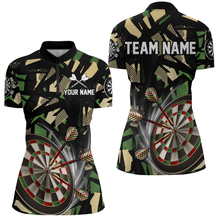 Load image into Gallery viewer, Customized 3D Darts Board Jungle Camo Women Darts Polo &amp; Quarter-Zip Shirts, Camo Darts Jersey Shirts TDM1731