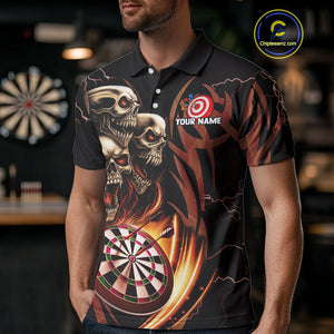 Personalized Skull & Dragon Darts Shirt For Men Custom Lightning Dartboard Team Jersey |Orange TDM4535