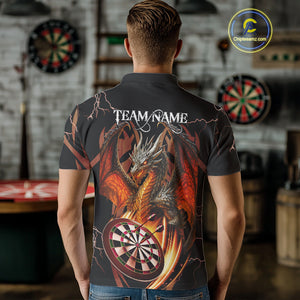 Personalized Skull & Dragon Darts Shirt For Men Custom Lightning Dartboard Team Jersey |Orange TDM4535