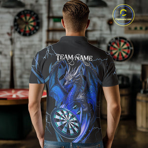 Personalized Skull & Dragon Darts Shirt For Men Custom Lightning Dartboard Team Jersey |Blue TDM4536