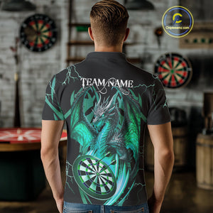 Personalized Skull & Dragon Darts Shirt For Men Custom Lightning Dartboard Team Jersey |Turquoise TDM4778
