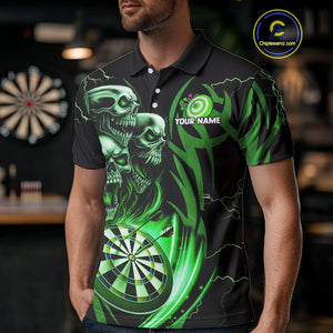 Personalized Skull & Dragon Darts Shirt For Men Custom Lightning Dartboard Team Jersey |Green TDM4779