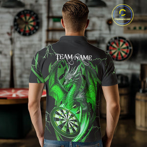 Personalized Skull & Dragon Darts Shirt For Men Custom Lightning Dartboard Team Jersey |Green TDM4779