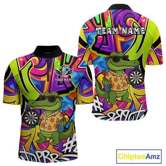 Funny Alligator Colorful Graffiti Style Custom Darts Shirt For Men Best Darts Jersey Team Outfit TDM4781