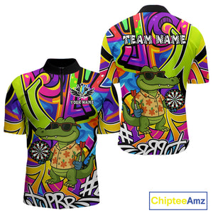 Funny Alligator Colorful Graffiti Style Custom Darts Shirt For Men Best Darts Jersey Team Outfit TDM4781