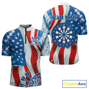 American Flag Dartboard Paint Patriotic Darts Shirt For Men Custom Darts Jerseys Polo & 1/4 Zip TDM4607