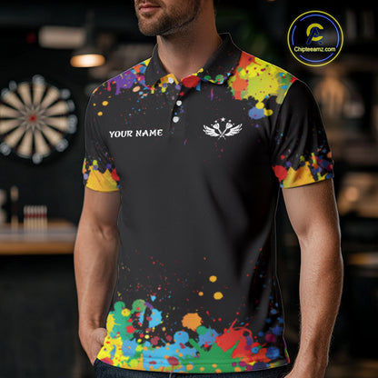 Funny Colorful Darts Shirt With Pocket Option For Men Custom Darts Jersey TDM4620