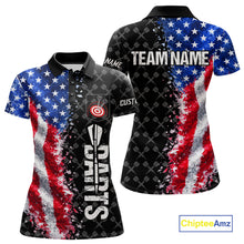 Load image into Gallery viewer, Grunge American Flag Darts Shirt For Women Custom Darts Jersey Pocket Option TDM5890