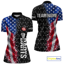 Load image into Gallery viewer, Grunge American Flag Darts Shirt For Women Custom Darts Jersey Pocket Option TDM5890