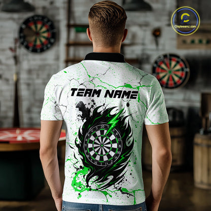 White Grunge Wolf Dart Shirt & Pocket Option Custom Men's Dart Jersey|Green TDM5442