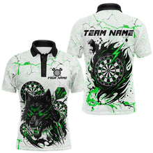 Load image into Gallery viewer, White Grunge Wolf Dart Shirt &amp; Pocket Option Custom Men's Dart Jersey|Green TDM5442
