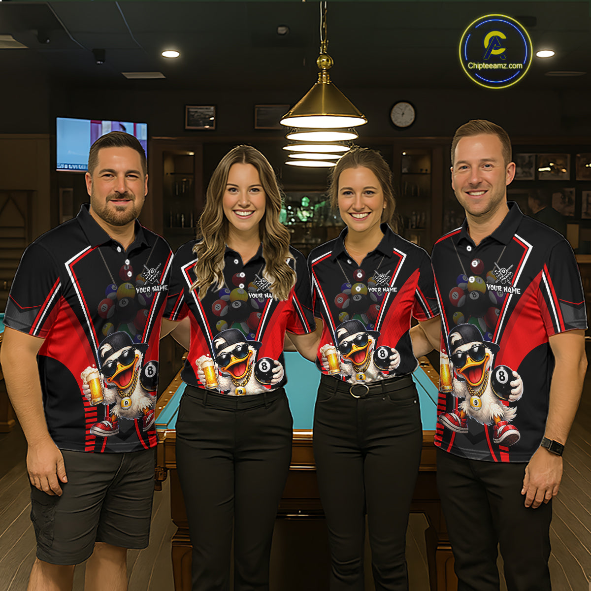 Funny Duck 8 Ball Pool Billiard Shirt For Women Custom Billiard Team Jersey Polo & 1/4 Zip TDM6101