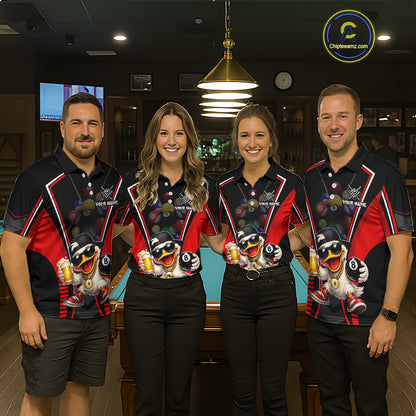 Funny Duck 8 Ball Pool Billiard Shirt For Women Custom Billiard Team Jersey Polo & 1/4 Zip TDM6101
