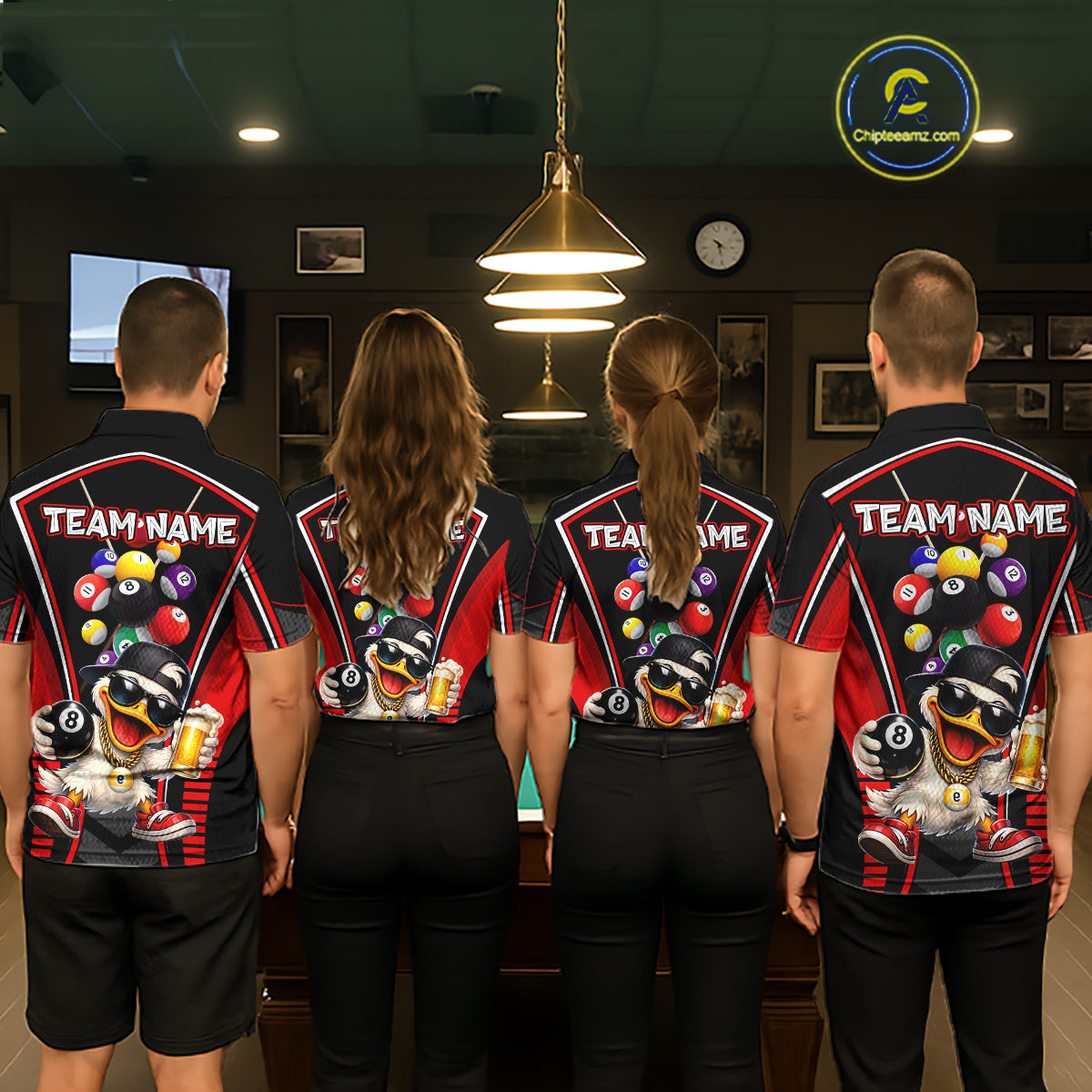 Funny Duck 8 Ball Pool Billiard Shirt For Women Custom Billiard Team Jersey Polo & 1/4 Zip TDM6101