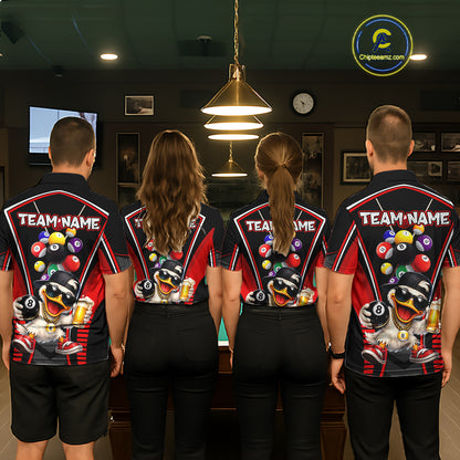 Funny Duck 8 Ball Pool Billiard Shirt For Women Custom Billiard Team Jersey Polo & 1/4 Zip TDM6101