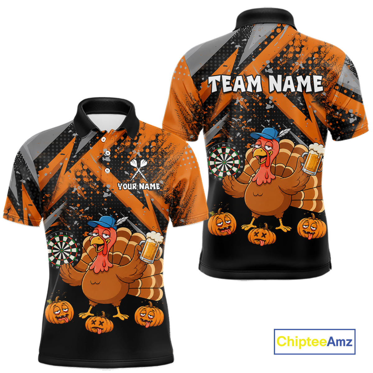 Personalized Funny Drunk Turkey Darts Jersey For Men Custom Pumpkin Thanksgiving Darts Team Shirts TDM7268