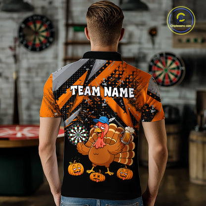 Personalized Funny Drunk Turkey Darts Jersey For Men Custom Pumpkin Thanksgiving Darts Team Shirts TDM7268