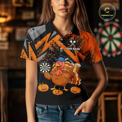 Personalized Funny Drunk Turkey Darts Jersey For Women Custom Pumpkin Thanksgiving Darts Team Shirts TDM7268